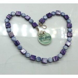 925 STERLING abalone shell Funky Pretty necklace, made in Freeport, Maine 17" NO